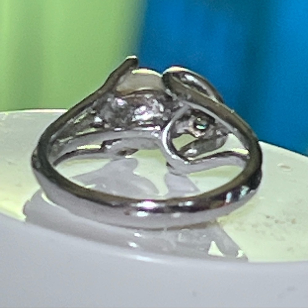 Vintage Uncas Genuine Pearl Sterling Silver CZ Ring 5 - Picture 4 of 9